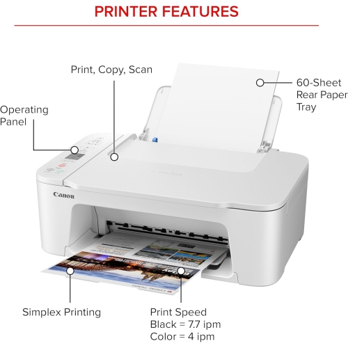 Canon PIXMA TS3720 Wireless All-in-One Printer - White