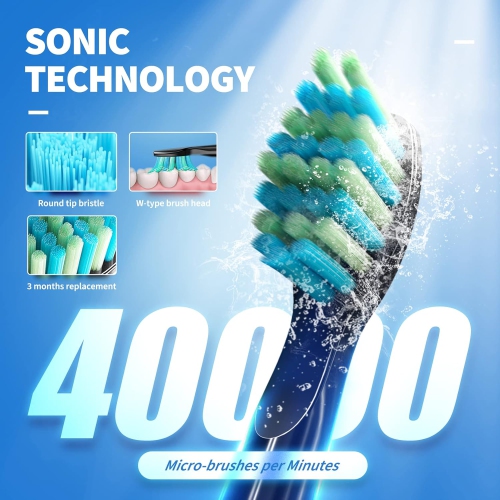 Electric Toothbrushes for Adults, 8 Brush Heads Sonic Electric Toothbrush with 40000 VPM Deep Clean 5 Modes, Power Rechargeable Fast Charge 4 Hours