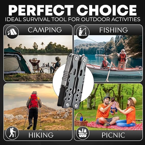 GrowToChoice 14-In-1Multitool Pliers Pocket Knife Stainless Steel Swiss Army Knife Camping Accessories