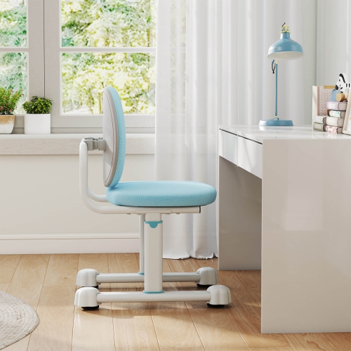 Chaise de bureau pour enfants de Costway avec dossier double et siège d'ordinateur rembourré en hauteur, bleu/gris/rose