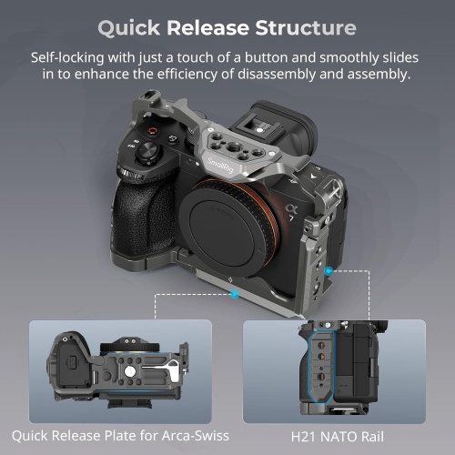 SMALLRIG Cage Kit for Sony Alpha 7R V/Alpha 7 IV/Alpha 7S III, HawkLock Quick Release Advanced Camera Cage with Handle, Monitor Mount - 4539