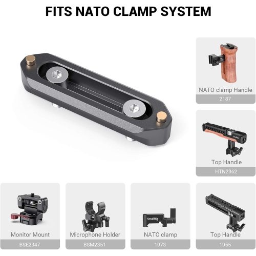 SmallRig Quick Release Safety NATO Rail 70mm Long with Spring Loaded Pins for RED Epic/Scarlet, for Black Magic Camera, NATO Rail Rigs - 1195B