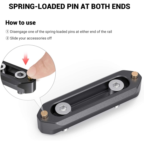 SmallRig Quick Release Safety NATO Rail 70mm Long with Spring Loaded Pins for RED Epic/Scarlet, for Black Magic Camera, NATO Rail Rigs - 1195B