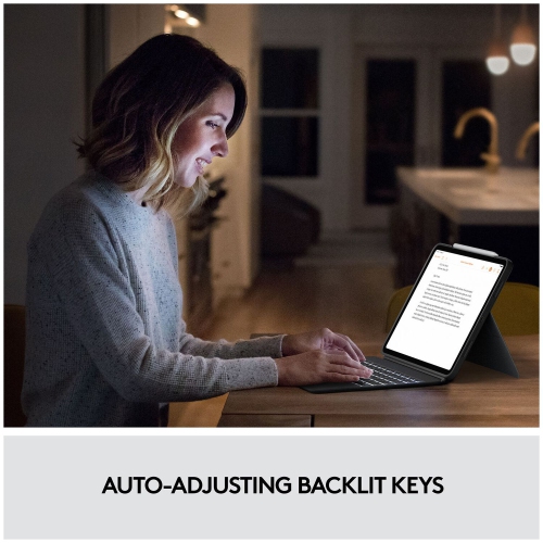 Logitech Combo Touch iPad Pro 11-inch Keyboard Case - Detachable Backlit Keyboard - Oxford Grey (920-010095)