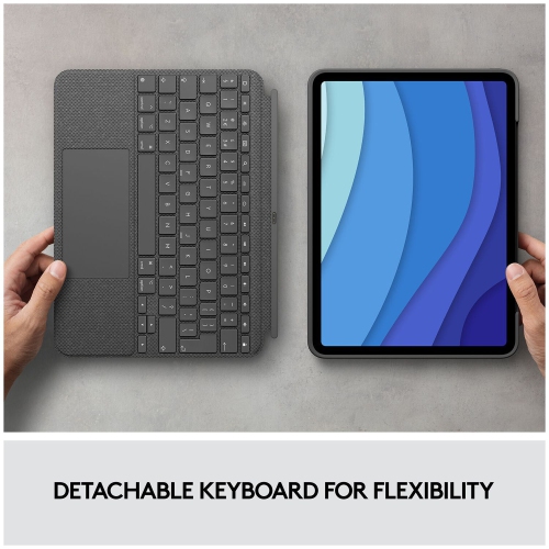 Logitech Combo Touch iPad Pro 11-inch Keyboard Case - Detachable Backlit Keyboard - Oxford Grey (920-010095)