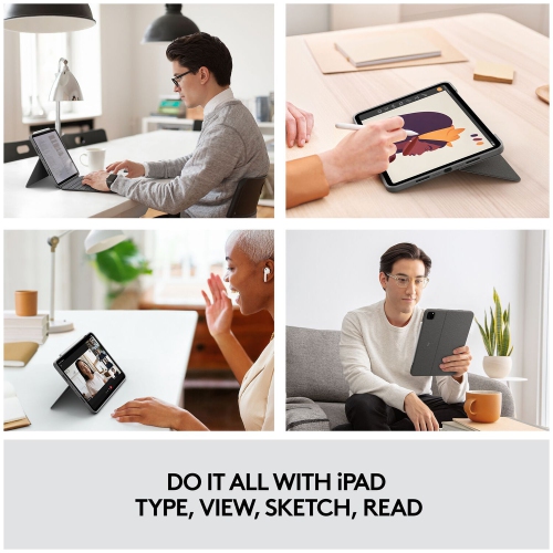 Logitech Combo Touch iPad Pro 11-inch Keyboard Case - Detachable Backlit Keyboard - Oxford Grey (920-010095)
