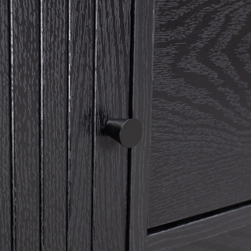 CorLiving Hikari Black Engineered Wood Sideboard with Fluted Side Sliding Doors, 2 Drawers, and a Shelf