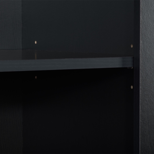 CorLiving Caldwell Black Engineered Wood Arched Top Adult Bookcase with 5 Shelves