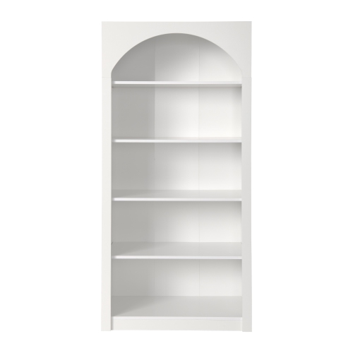 CorLiving Caldwell White Engineered Wood Arched Top Adult Bookcase with 5 Shelves
