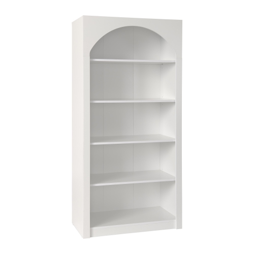 CorLiving Caldwell White Engineered Wood Arched Top Adult Bookcase with 5 Shelves