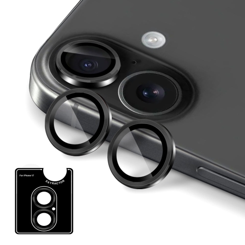 Uolo [Shield] iPhone 17 Camera Lens Glass, iPhone 17 Camera Lens Screen Protector - Black