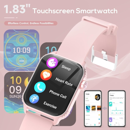 Smart Watches for Women Men, 1.83" HD Smartwatch with 120 Sports Modes, Heart Rate/Sleep Monitor, IP67 Waterproof, Bluetooth Call & Music Control