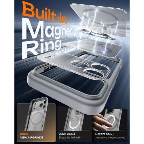 iPhone 17 Pro Case, Full Camera Protection, Built-in Magnetic Ring, Compatible with Magsafe, Drop Protection, Translucent Matte Phone Case for iPhone