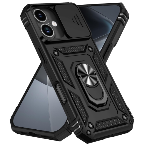 HLD  Iphone 17 Case With Slide Camera Cover With Ring Holder Kickstand Military Grade Drop Protection Shockproof Case for Iphone 17 6.3 Inch Tc