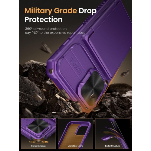 iPhone 17 Case with Card Holder RFID Blocking & Slide Camera Cover & Raised Edges Protect Screen, Shockproof Back & Silicone Edge Wallet Phone Case,