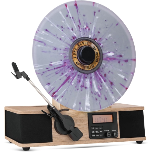 Fuse WRAP Vertical Vinyl Record Player Turntable with Bluetooth In/Out and FM Radio