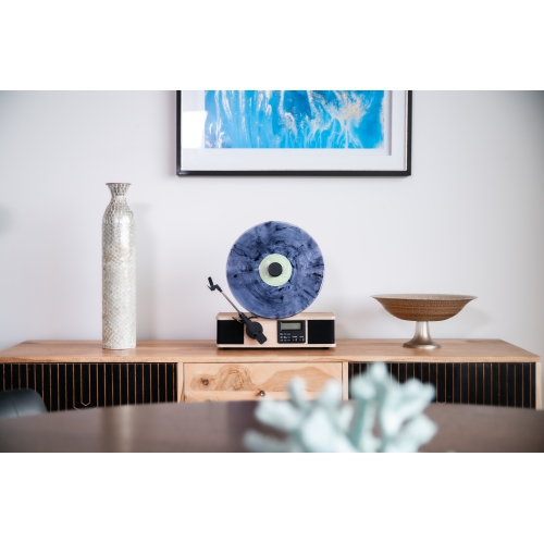 Fuse WRAP Vertical Vinyl Record Player Turntable with Bluetooth In/Out and FM Radio