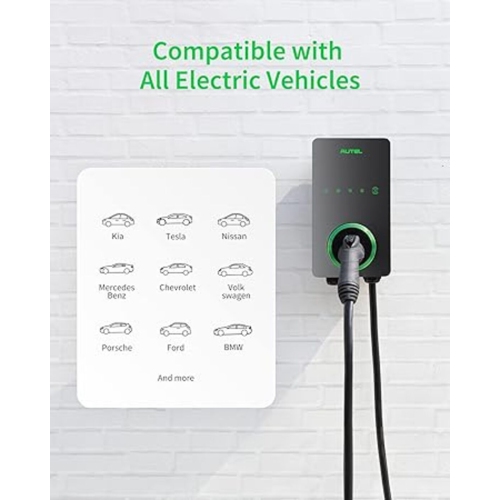 Autel Home Smart Electric Vehicle Charger up to 50Amp, 240V, Indoor/Outdoor Car Charging Station with Level 2, Wi-Fi and Bluetooth Enabled EVSE,