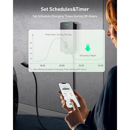 Autel Home Smart Electric Vehicle Charger up to 50Amp, 240V, Indoor/Outdoor Car Charging Station with Level 2, Wi-Fi and Bluetooth Enabled EVSE,