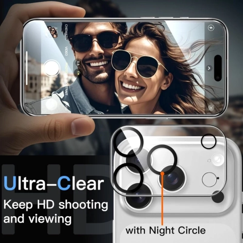 5-in-1 Clear Case for iPhone 17 Pro with 2 Pack Tempered Glass Screen Protectors & 2 Pack Camera Lens Protectors, Shockproof Non-Yellowing Bumper