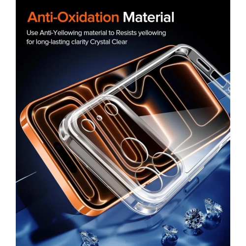 3-in-1 Clear Case for iPhone 17 Pro Max with 2-Pack Tempered Glass Screen Protectors – Military Grade Drop Protection, Hard Back, Slim Shockproof &