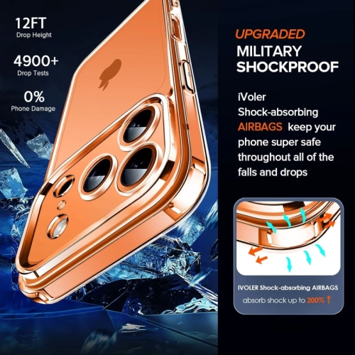 3-in-1 Clear Case for iPhone 17 Pro Max with 2-Pack Tempered Glass Screen Protectors – Military Grade Drop Protection, Hard Back, Slim Shockproof &