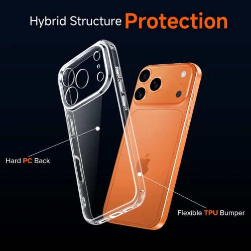 3-in-1 Clear Case for iPhone 17 Pro Max with 2-Pack Tempered Glass Screen Protectors – Military Grade Drop Protection, Hard Back, Slim Shockproof &