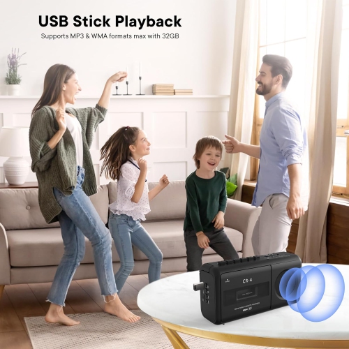 Lecteur de cassettes portatif, radios Boombox convertissant AM/FM et MP3 en cassettes, microphone intégré pour enregistrement vocal, lecture TF/USB