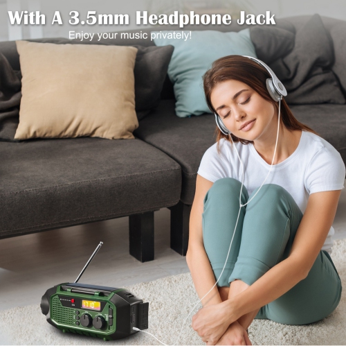 Hand Crank Emergency Radio,Solar Powered Hand Crank Portable AM FM Radio with Flashlight Cell Phone Charger,Home Outdoor Emergency Radio