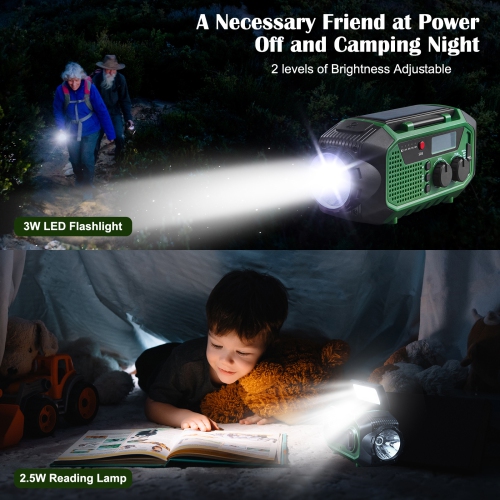 Hand Crank Emergency Radio,Solar Powered Hand Crank Portable AM FM Radio with Flashlight Cell Phone Charger,Home Outdoor Emergency Radio
