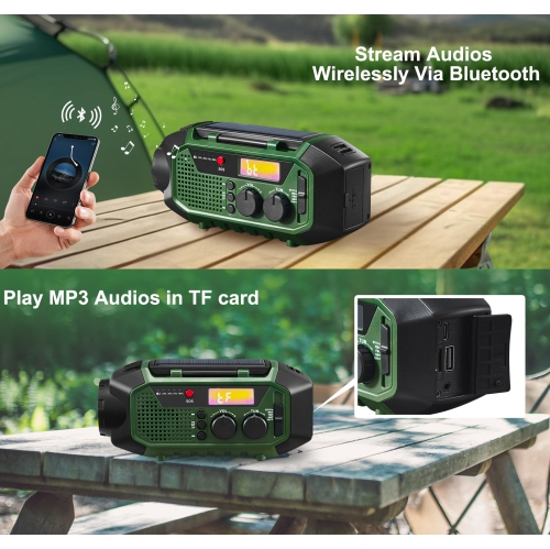 Hand Crank Emergency Radio,Solar Powered Hand Crank Portable AM FM Radio with Flashlight Cell Phone Charger,Home Outdoor Emergency Radio