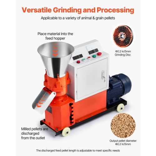Feed Pellet Mill Machine, 5 mm Animal Feed Pellet Making Machine, 3KW 240V Animal Food Granulator Mill Machines