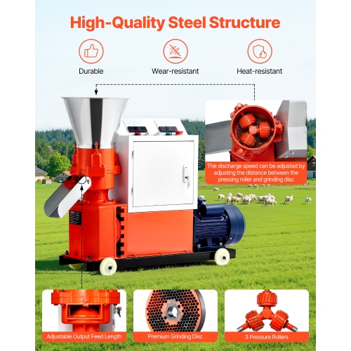 Feed Pellet Mill Machine, 5 mm Animal Feed Pellet Making Machine, 3KW 240V Animal Food Granulator Mill Machines