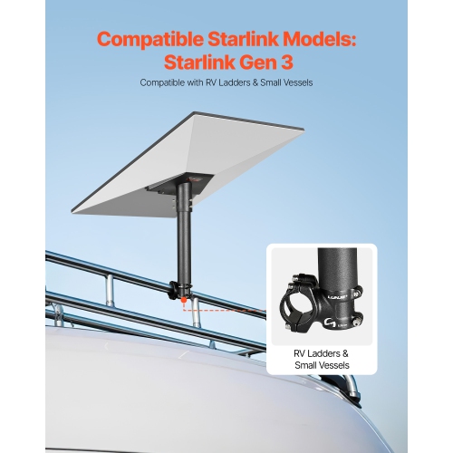 Starlink RV Ladder Mount, 360°Adjustable Angle Mounting Standard Gen 3 Pipe Kit