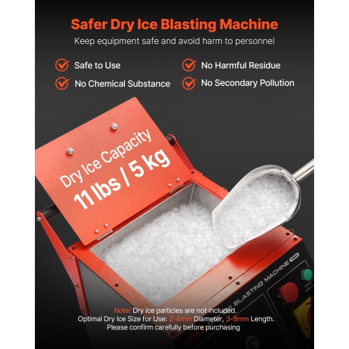 Dry Ice Blasting Machine, 11LBS Capacity Dry Ice Cleaning Machine with 4 Nozzles, Adjustable Pressure