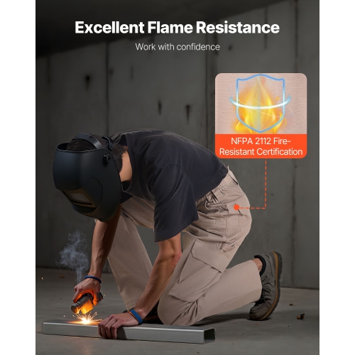 FR Pants for Men, 9 oz 100% Cotton, Flame-Resistant Cargo Pants with Multi-Pockets and Elastic Waist