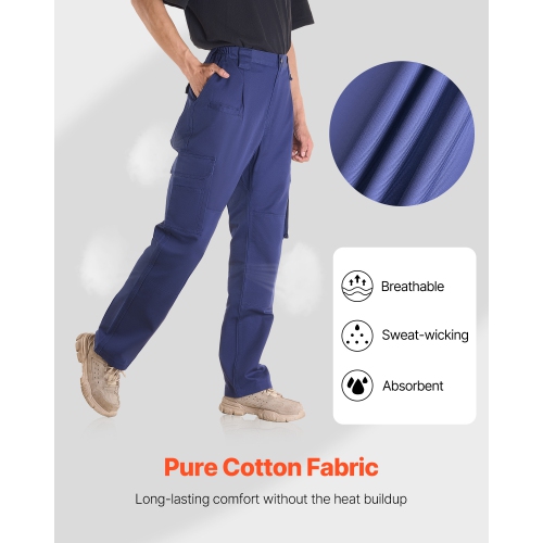 Pantalon RÉSISTANT AUX FLAMMES pour hommes, 9&nbsp;oz 100 % coton, pantalon cargo résistant aux flammes avec poches multiples et taille élastique