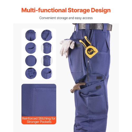 Pantalon RÉSISTANT AUX FLAMMES pour hommes, 9&nbsp;oz 100 % coton, pantalon cargo résistant aux flammes avec poches multiples et taille élastique