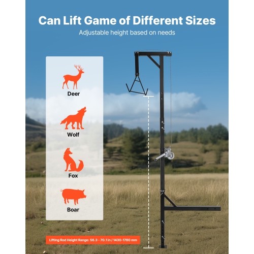 Truck Hitch Game Hoist, 400 lbs Load Capacity,360-Degree Swivel Shaft, Hunting Deer Hoist with 2-inch Receiver