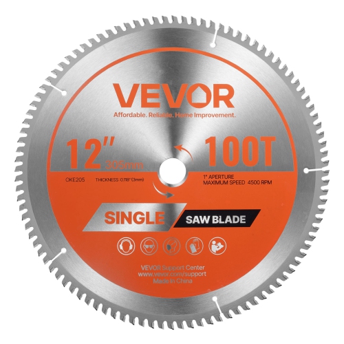 VEVOR  Circular Saw Blade, 12 Inch Diameter, 100 Sharp Alloy Teeth, 1 Inch Arbor, Fine Finish, Aluminum Cutting Blade for Circular Saw, w