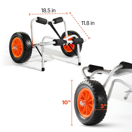 Chariot pour kayak, capacité de charge 250 lb, chariot pliable pour kayak avec pneus en caoutchouc solide de 10 po et 1 courroie à cliquet