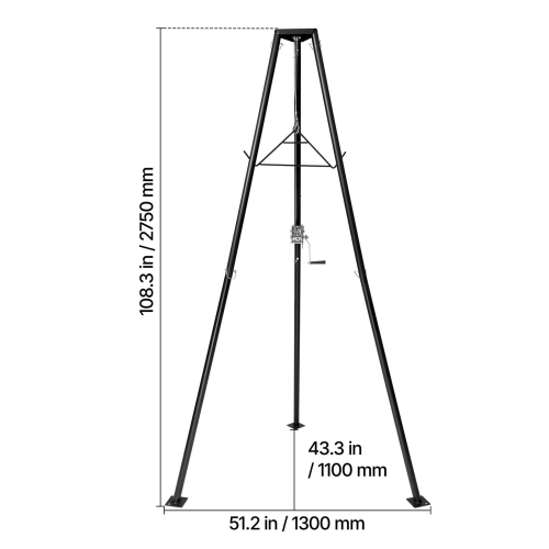 Palan à trépieds pour cerfs, capacité de charge 500&nbsp;lb, élévateur de treuil pour chasse avec Gambrel et treuil manuel