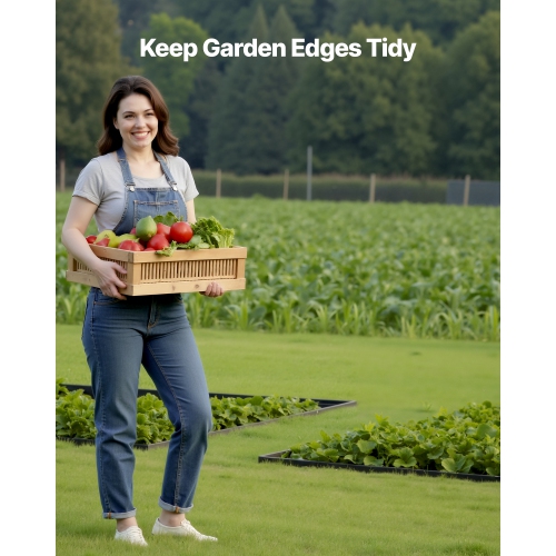 Landscape Edging Border, 10Pcs 6 ft x 1.6 in Plastic Garden Edging with 60 Spikes, Sun-Resistant Flowerbed Borders