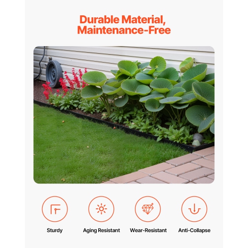 Landscape Edging Border, 10Pcs 6 ft x 1.6 in Plastic Garden Edging with 60 Spikes, Sun-Resistant Flowerbed Borders