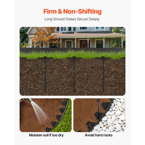 Landscape Edging Border, 10Pcs 6 ft x 1.6 in Plastic Garden Edging with 60 Spikes, Sun-Resistant Flowerbed Borders