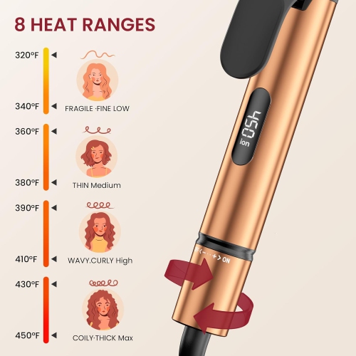 Long Barrel Curling Iron,1 Inch Long Curling Wand for Smooth and Lasting Styling,Ceramic Hair Curler with Heat Settings for All Hair Types