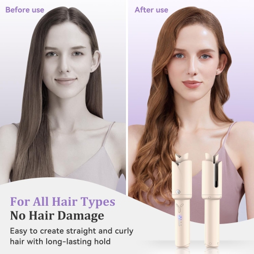 Cordless Automatic Curling Iron,1.3 Inch Rechargeable Automatic Curling Iron,Beach Waves Rotating Cordless Hair Curler,Travel Wireless Mini Curler