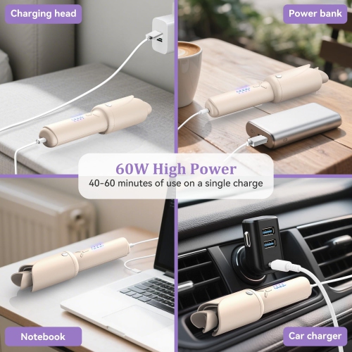 Cordless Automatic Curling Iron,1.3 Inch Rechargeable Automatic Curling Iron,Beach Waves Rotating Cordless Hair Curler,Travel Wireless Mini Curler
