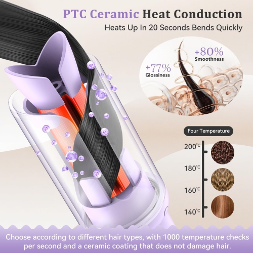 Cordless Automatic Curling Iron,1.2 Inch Rechargeable Automatic Curling Iron,Beach Waves Rotating Cordless Hair Curler,Travel Wireless Mini Curler