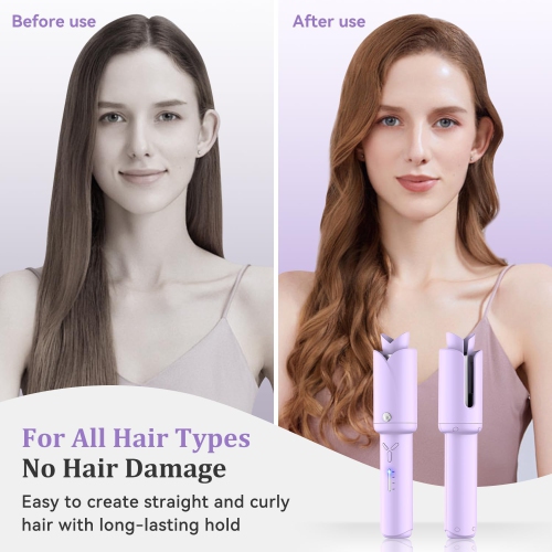 Cordless Automatic Curling Iron,1.2 Inch Rechargeable Automatic Curling Iron,Beach Waves Rotating Cordless Hair Curler,Travel Wireless Mini Curler